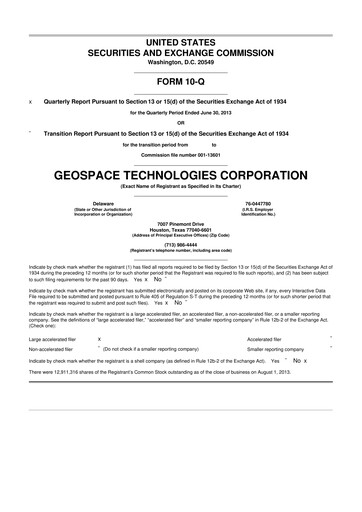 Thumbnail Geospace Technologies
 10-Q Quarterly Report FY2013 
