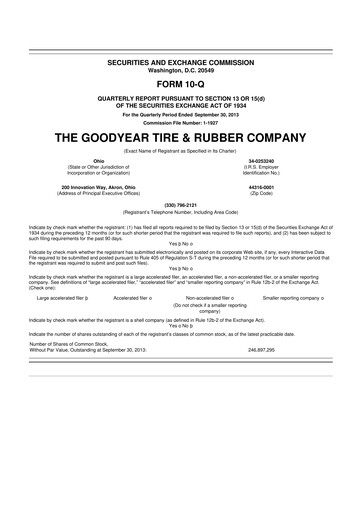 Thumbnail Goodyear 10-Q Quarterly Report FY2013 