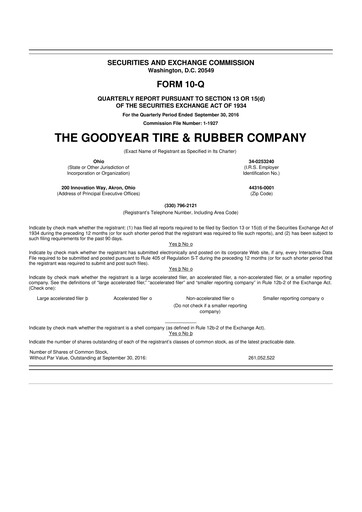 Thumbnail Goodyear 10-Q Quarterly Report FY2016 