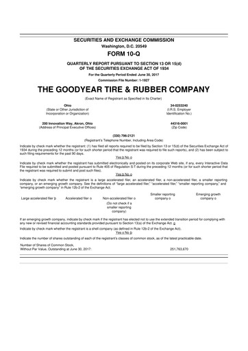 Thumbnail Goodyear 10-Q Quarterly Report FY2017 