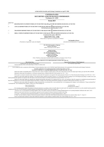 Thumbnail Gravity Co. 20-F Annual Report 