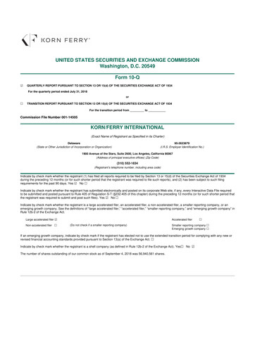 Thumbnail Korn Ferry
 10-Q Quarterly Report FY2019 