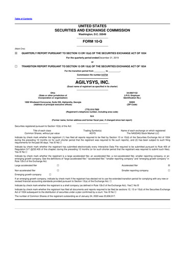 Thumbnail Agilysys 10-Q Quarterly Report FY2020 