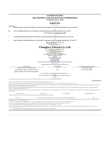 Thumbnail Chunghwa Telecom 20-F Annual Report 2019