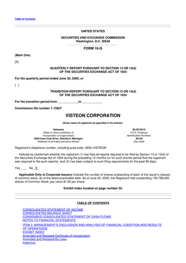 Thumbnail Visteon 10-Q Quarterly Report FY 