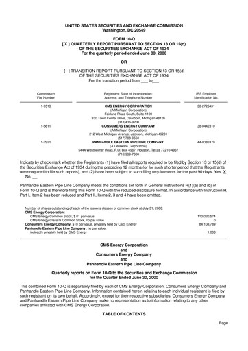 Miniature CMS Energy
 10-Q Rapport trimestriel  