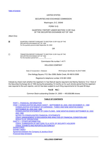 Thumbnail Kellanova 
 (Kellogg's) 10-Q Quarterly Report FY 
