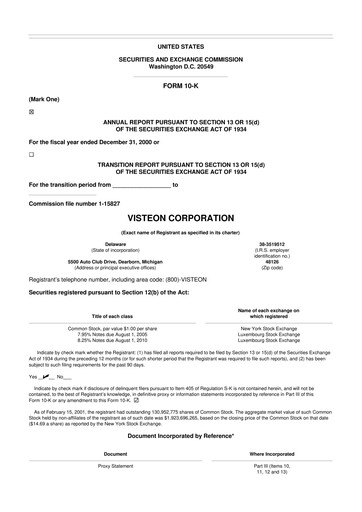 Thumbnail Visteon 10-K Annual Report 2000