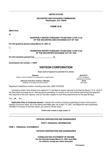 Thumbnail Visteon 10-Q Quarterly Report FY 