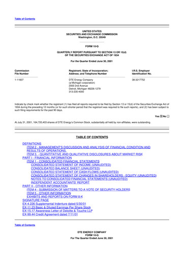 Thumbnail DTE Energy
 10-Q Quarterly Report FY 