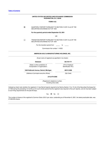 Vorschaubild American Axle & Manufacturing 10-Q Quartalsbericht  