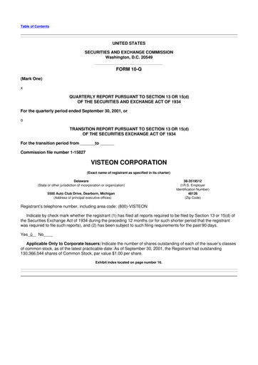 Thumbnail Visteon 10-Q Quarterly Report FY 