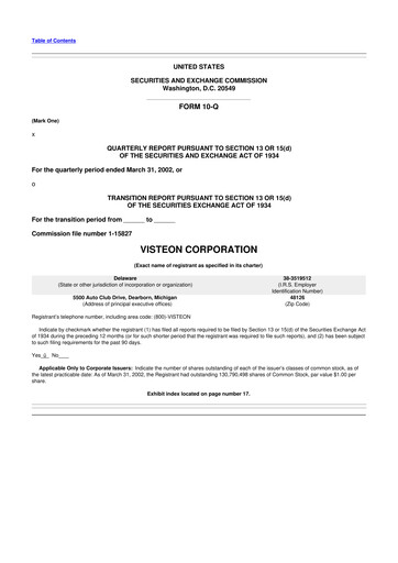 Thumbnail Visteon 10-Q Quarterly Report FY 