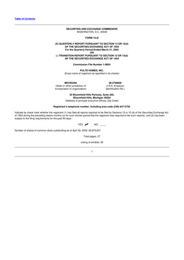 Vorschaubild PulteGroup 10-Q Quartalsbericht  