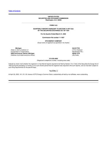 Thumbnail DTE Energy
 10-Q Quarterly Report FY 