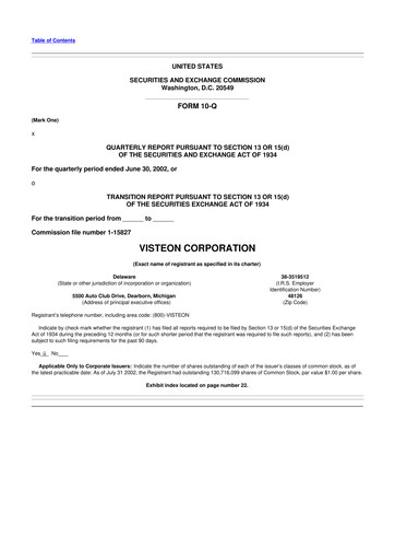 Thumbnail Visteon 10-Q Quarterly Report FY 