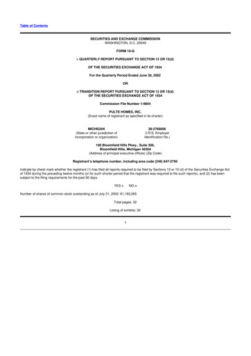 Vorschaubild PulteGroup 10-Q Quartalsbericht  