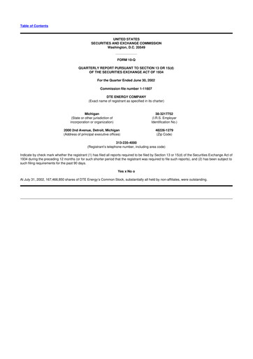 Thumbnail DTE Energy
 10-Q Quarterly Report FY 