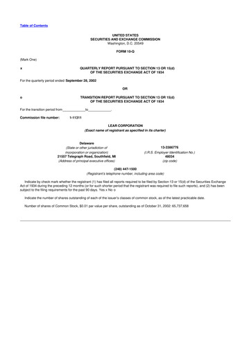 Thumbnail Lear Corporation
 10-Q Quarterly Report FY 
