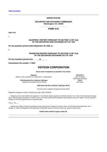 Thumbnail Visteon 10-Q Quarterly Report FY 