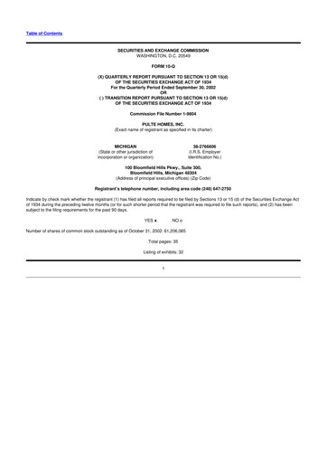 Vorschaubild PulteGroup 10-Q Quartalsbericht  