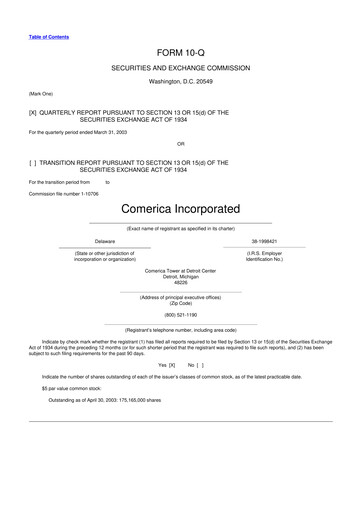Vorschaubild Comerica 10-Q Quartalsbericht  