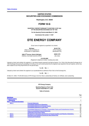 Thumbnail DTE Energy
 10-Q Quarterly Report FY 