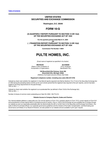 Vorschaubild PulteGroup 10-Q Quartalsbericht  