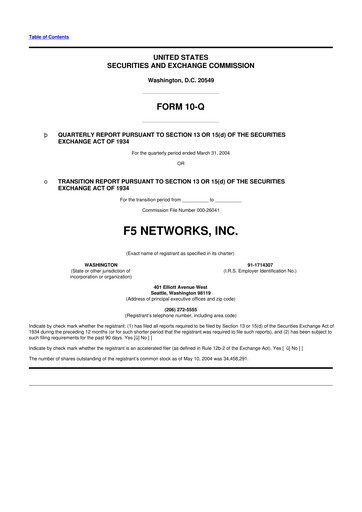 Vorschaubild F5 10-Q Quartalsbericht  
