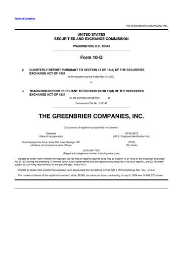 Thumbnail The Greenbrier Companies
 10-Q Quarterly Report FY 