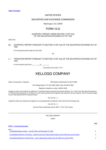 Thumbnail Kellanova 
 (Kellogg's) 10-Q Quarterly Report FY 