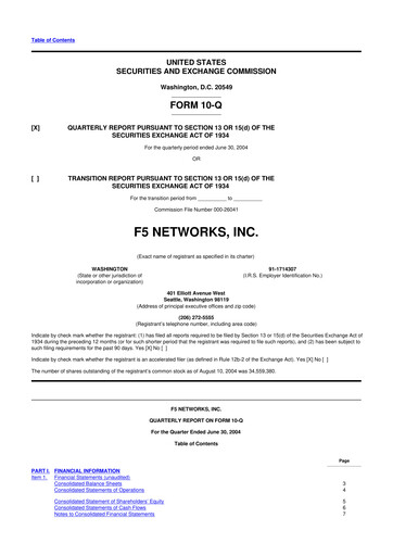 Vorschaubild F5 10-Q Quartalsbericht  