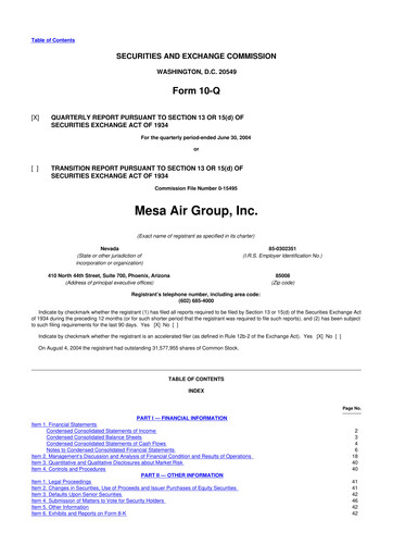 Thumbnail Republic Airways 10-Q Quarterly Report FY 