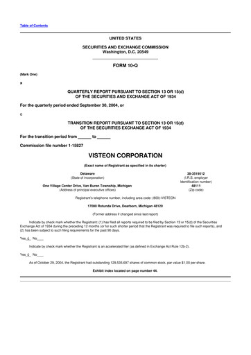Thumbnail Visteon 10-Q Quarterly Report FY 