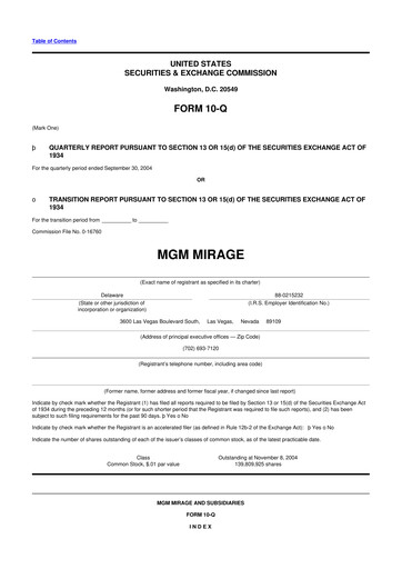 Thumbnail MGM Resorts

 10-Q Quarterly Report FY 