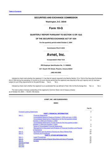 Thumbnail Avnet 10-Q Quarterly Report FY 