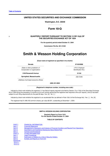 Thumbnail Smith & Wesson 10-Q Quarterly Report FY 