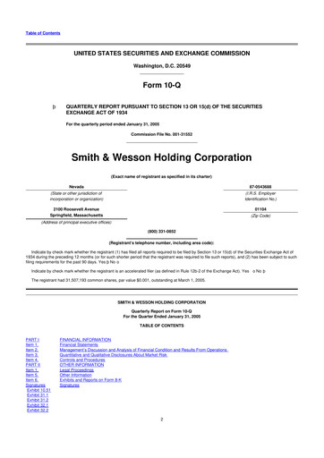 Thumbnail Smith & Wesson 10-Q Quarterly Report FY 