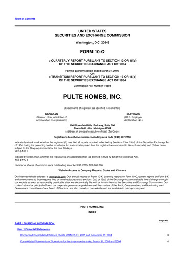 Vorschaubild PulteGroup 10-Q Quartalsbericht  