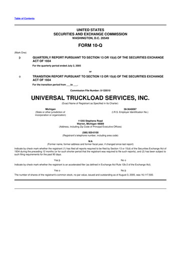 Thumbnail Universal Logistics Holdings 10-Q Quarterly Report FY 