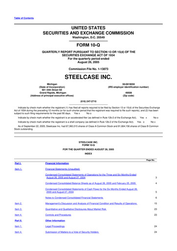 Thumbnail Steelcase 10-Q Quarterly Report FY 