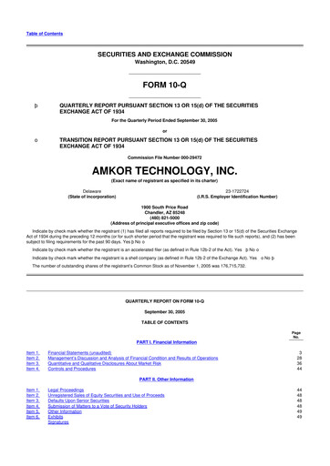 Vorschaubild Amkor Technology
 10-Q Quartalsbericht  