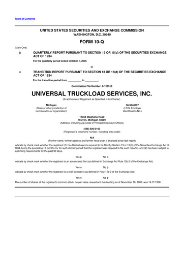 Thumbnail Universal Logistics Holdings 10-Q Quarterly Report FY 