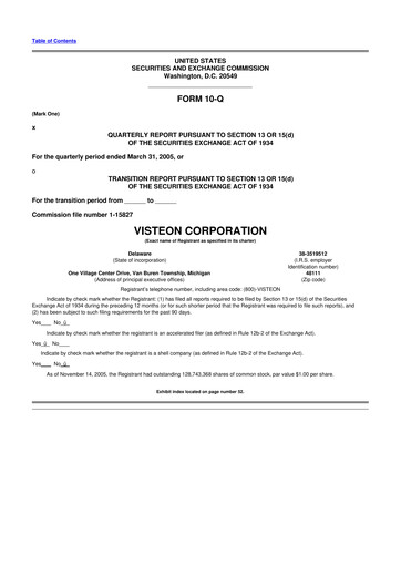 Thumbnail Visteon 10-Q Quarterly Report FY 