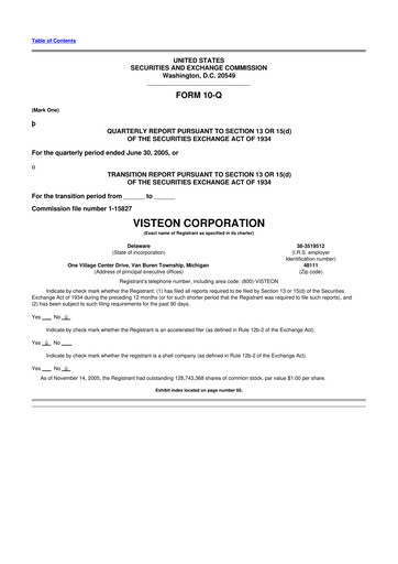 Thumbnail Visteon 10-Q Quarterly Report FY 
