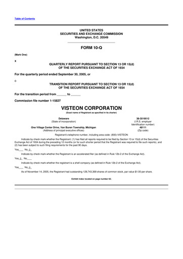 Thumbnail Visteon 10-Q Quarterly Report FY 