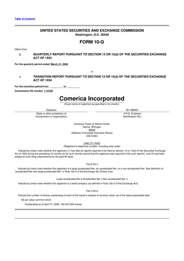 Vorschaubild Comerica 10-Q Quartalsbericht  