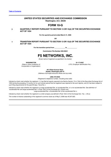 Vorschaubild F5 10-Q Quartalsbericht  