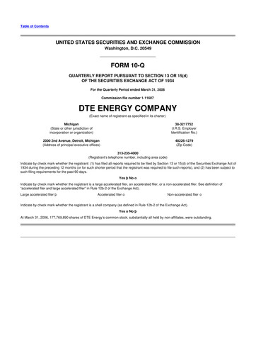 Thumbnail DTE Energy
 10-Q Quarterly Report FY 