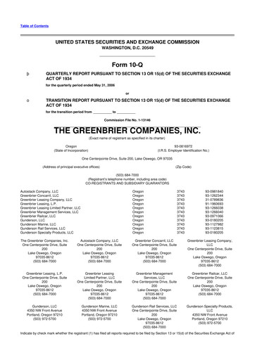 Thumbnail The Greenbrier Companies
 10-Q Quarterly Report FY 